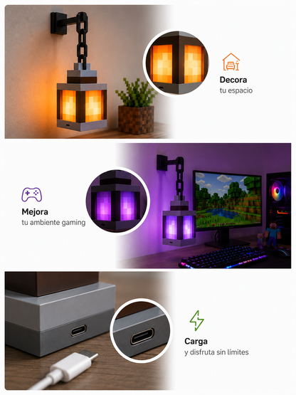 Lámpara Gamer Pixel Block – Luz Ambiental RGB para Habitación